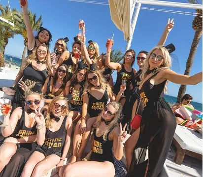 Hen party celebrating in Magaluf